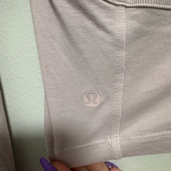 Lululemon Better Best Cut Out Light Pink Ribbed Long Sleeve Cropped Top - Picture 12 of 12